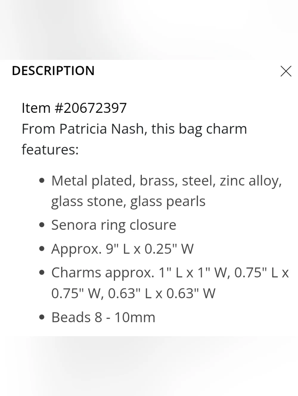 Patricia Nash NWT Paris Handbag Charm - Silver Chain With Gold And Varied Charms